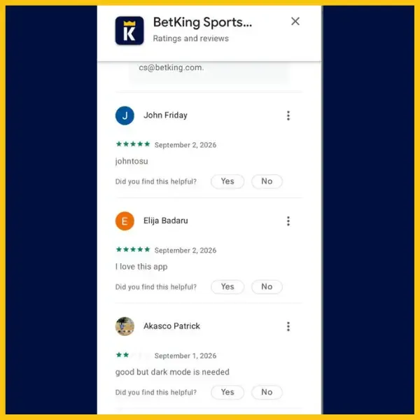BetKing App reviews on Play Store