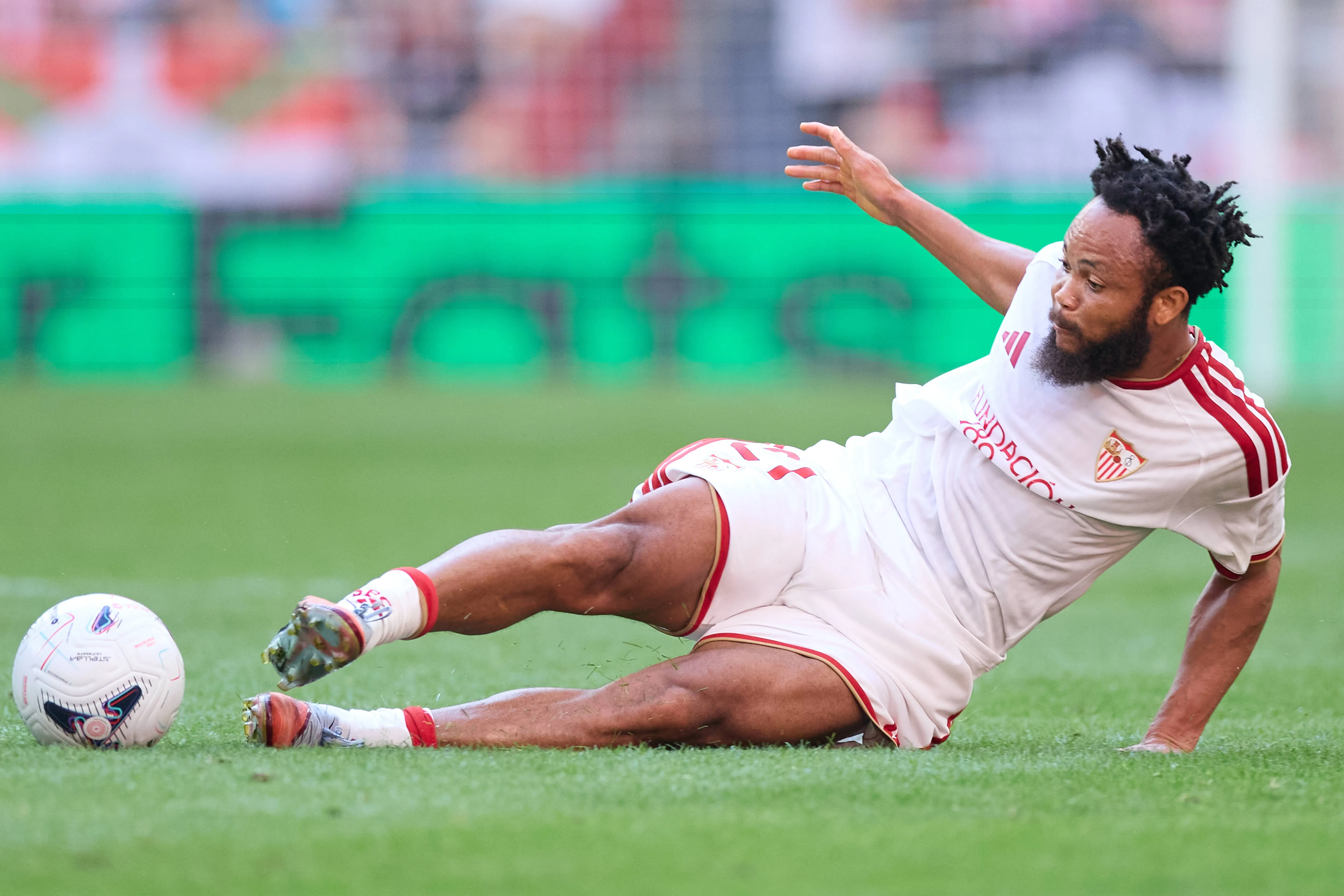 Chidera Ejuke of Sevilla FC in action against Athletic Club