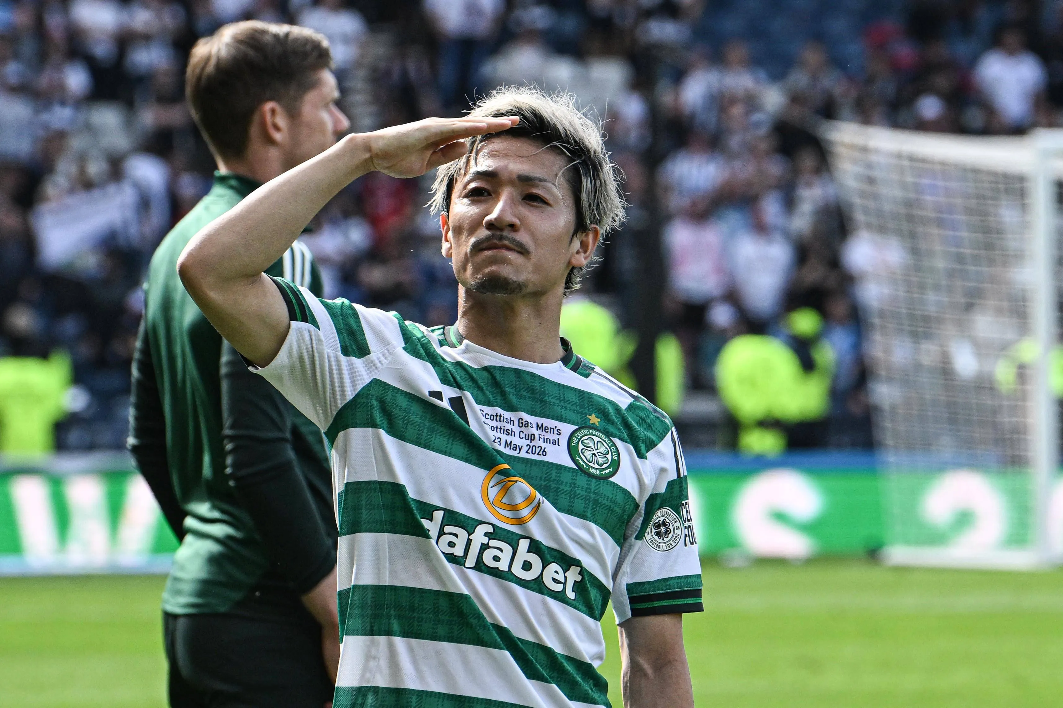 Daizen Maeda during the Scottish Cup Final between Celtic and Dunfermline Athletic