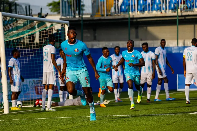 Mawuena wheels away after scoring the second goal for Remo Stars