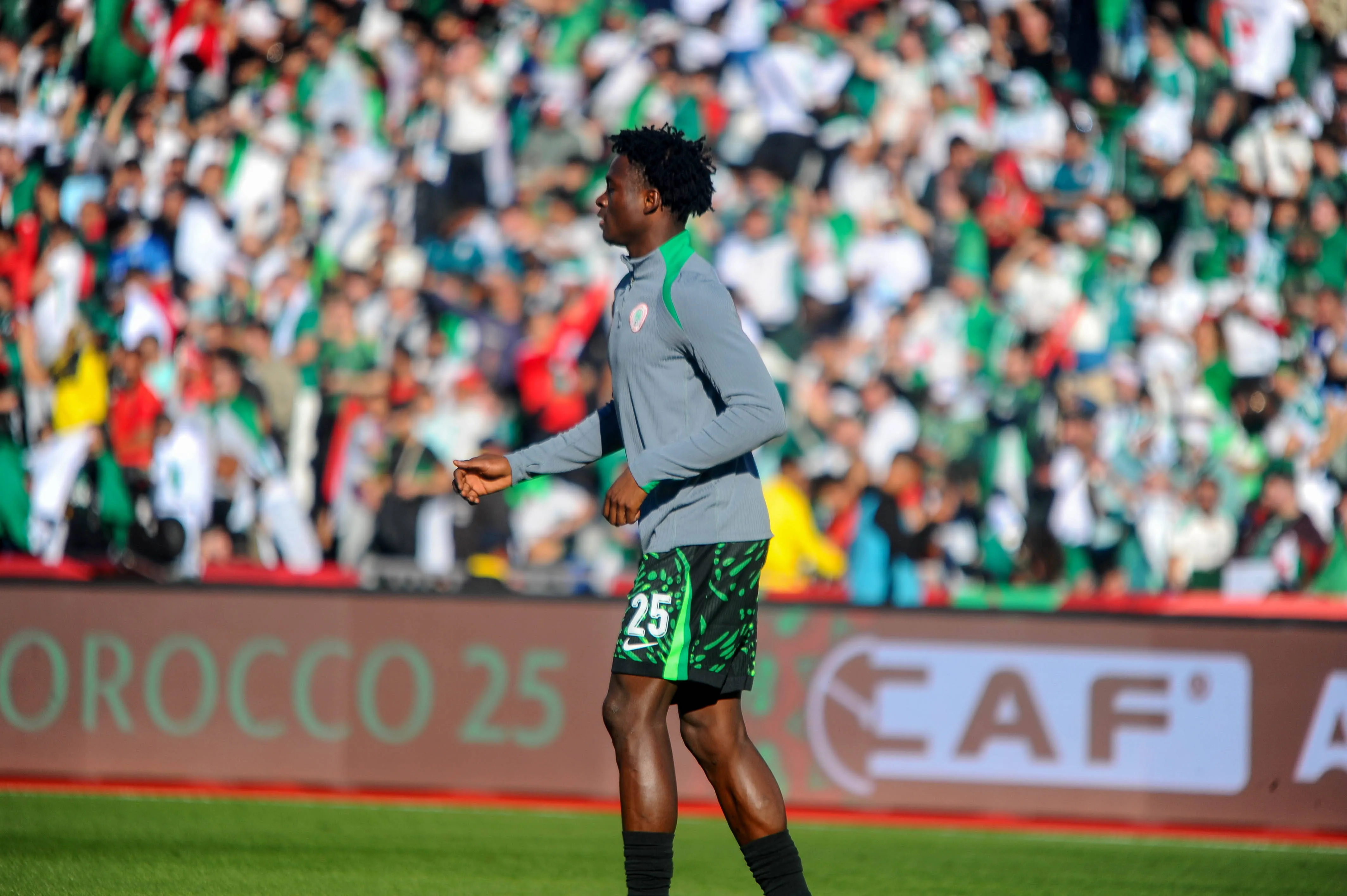 Salim Fago Lawal during the AFCON match between Algeria and Nigeria at the Grand Stade in Marrakech, Morocco