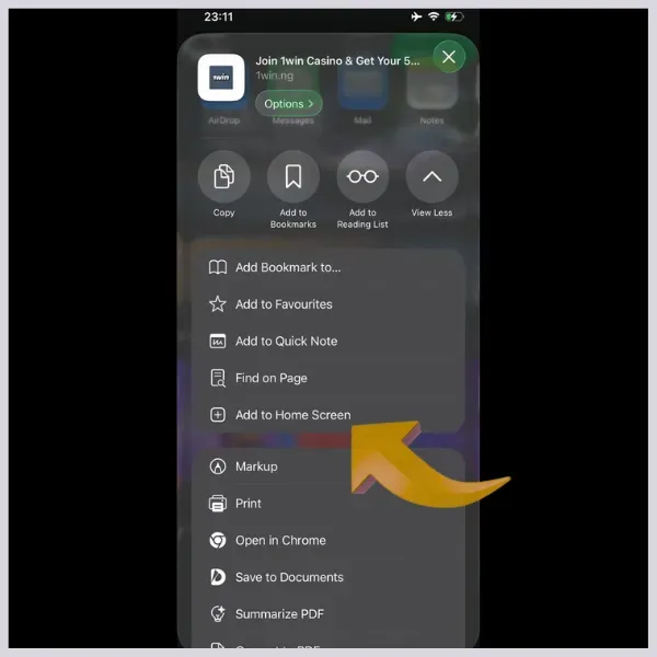 1Win app for iOS Download - Step 3