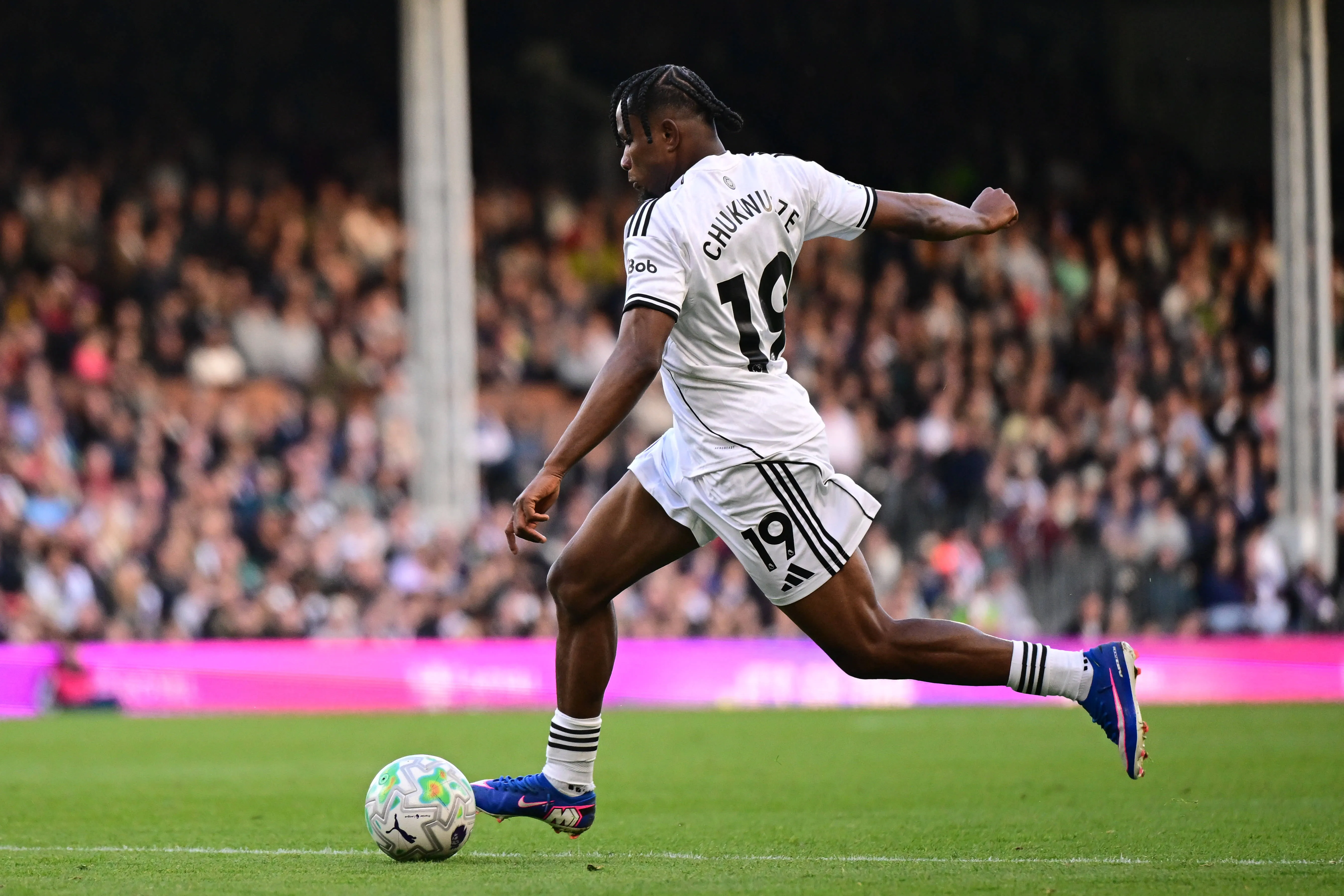 Samuel Chukwueze sprints forward with the ball