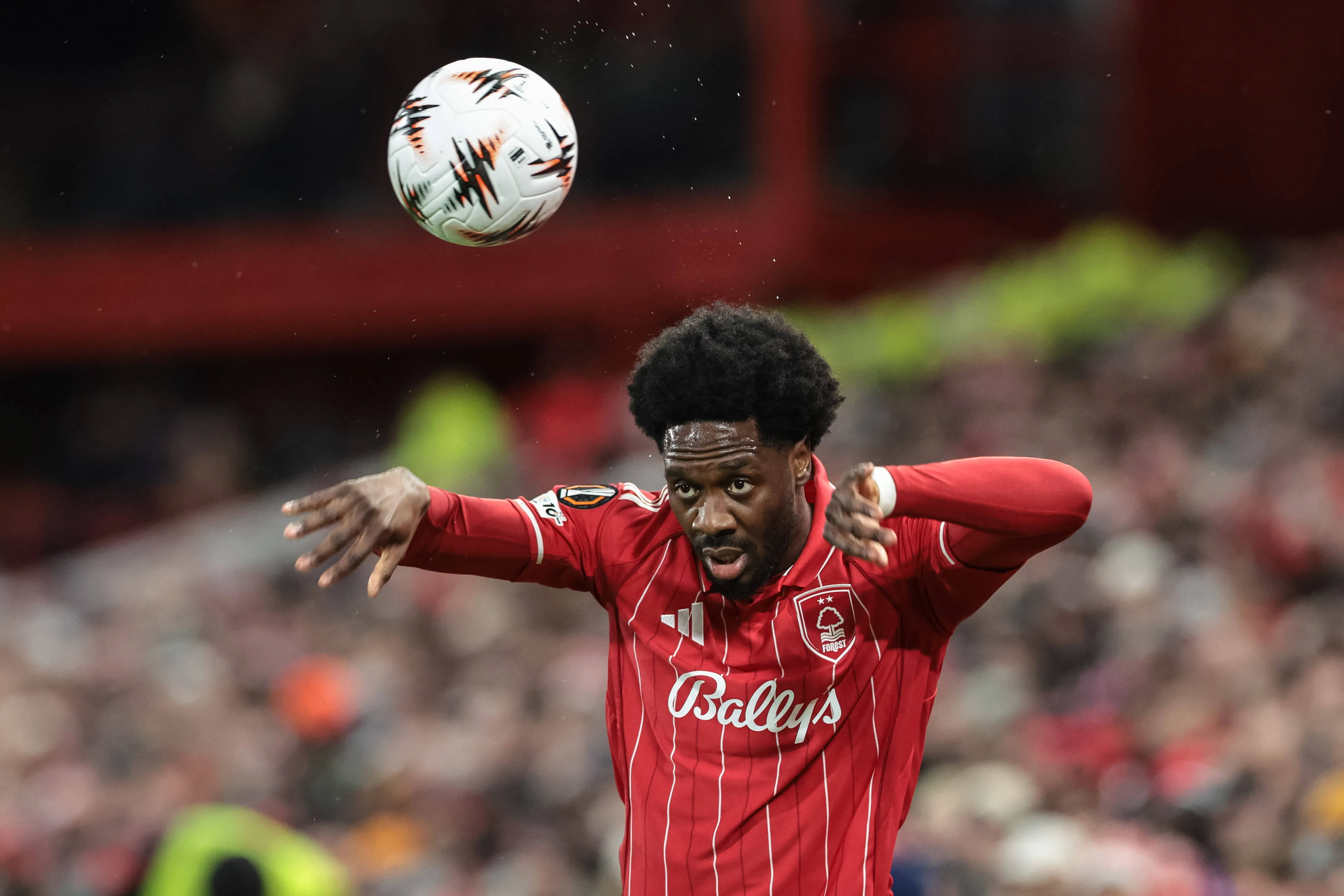 Nottingham Forest FC v FC Midtjylland - UEFA Europa League 2025/26 Round of 16 First Leg Ola Aina of Nottingham Forest takes a throw-in during the UEFA Europa League Last 16 match between Nottingham Forest and FC Midtjylland at City Ground in Nottingham
