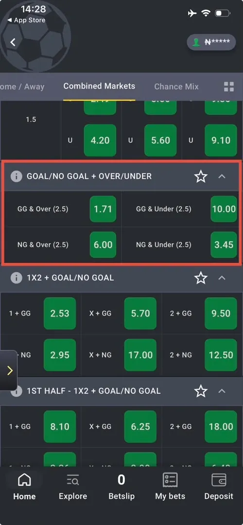 Bet9ja BTTS + Over 2.5 Market