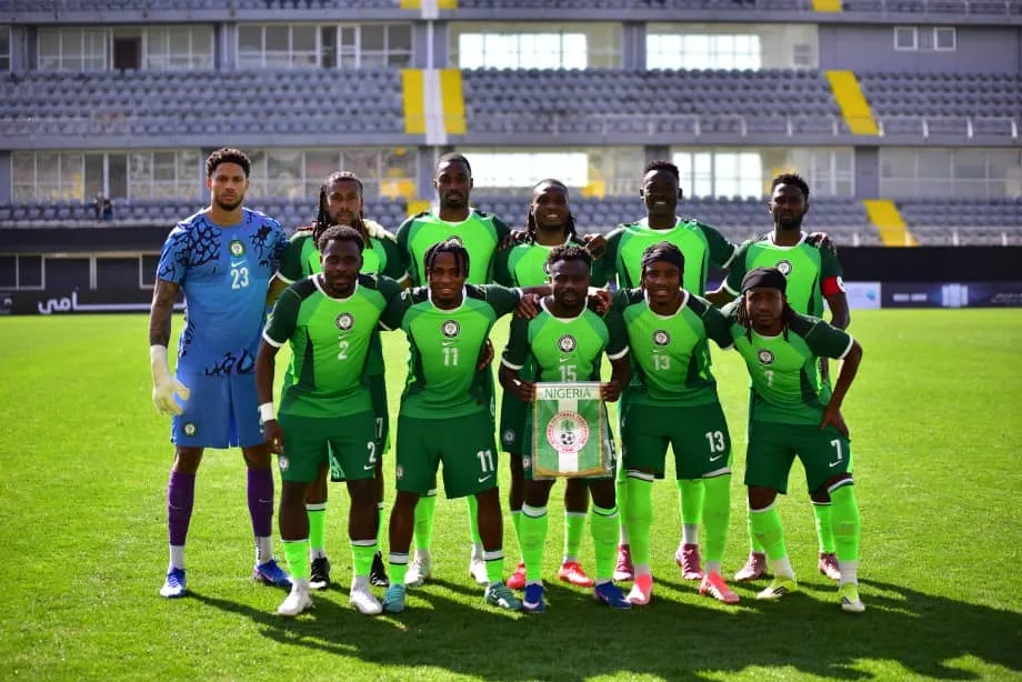 Super Eagles of Nigeria team against Iran in a friendly game