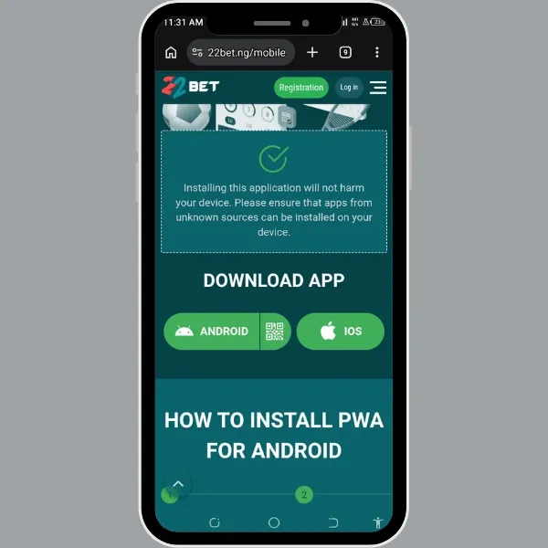 22Bet App Download Page for Android
