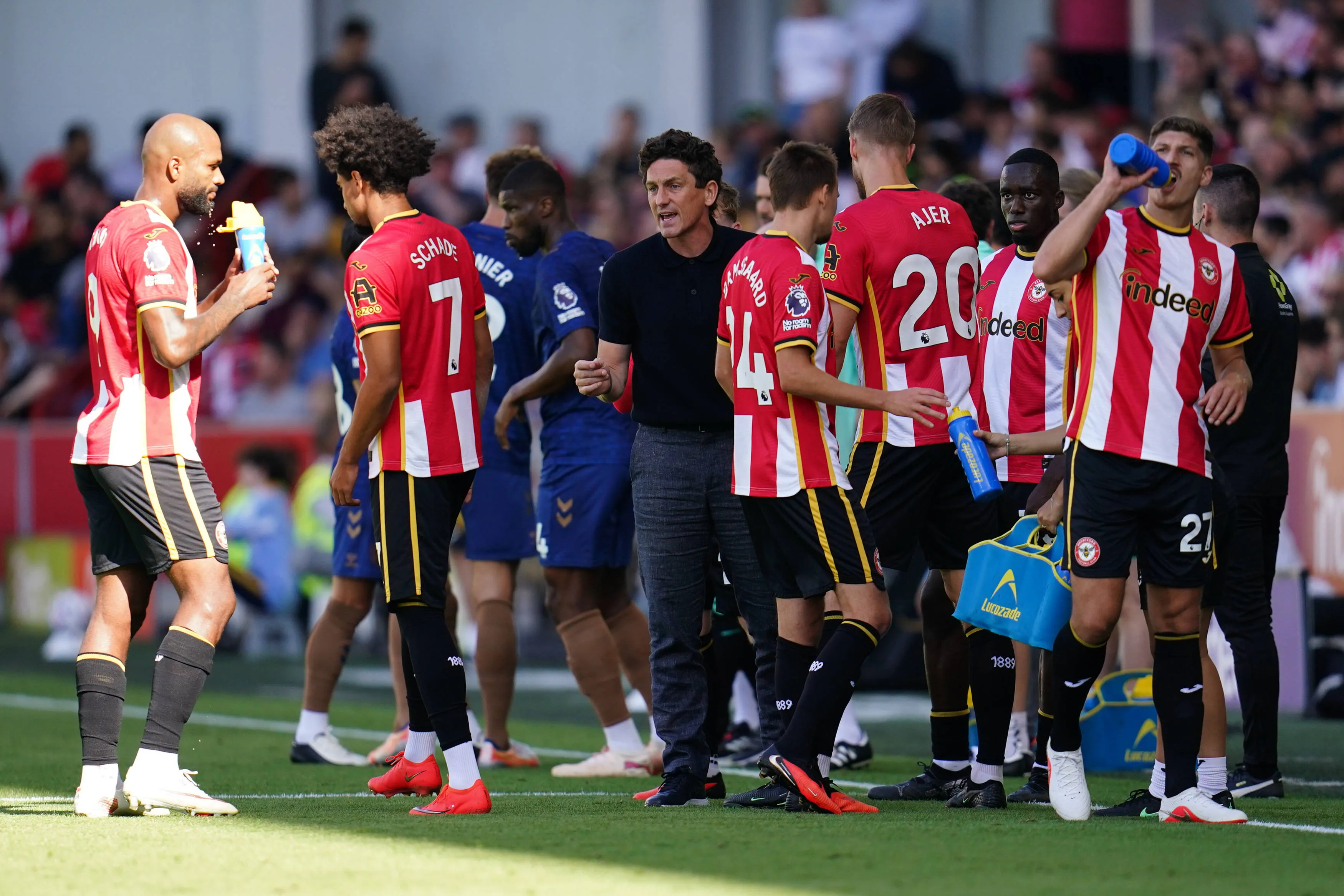 Brentford players during the Premier League match against Sunderland. 