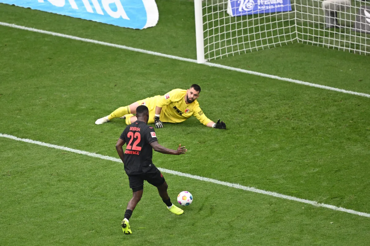 Victor Boniface scores against Augsburg 