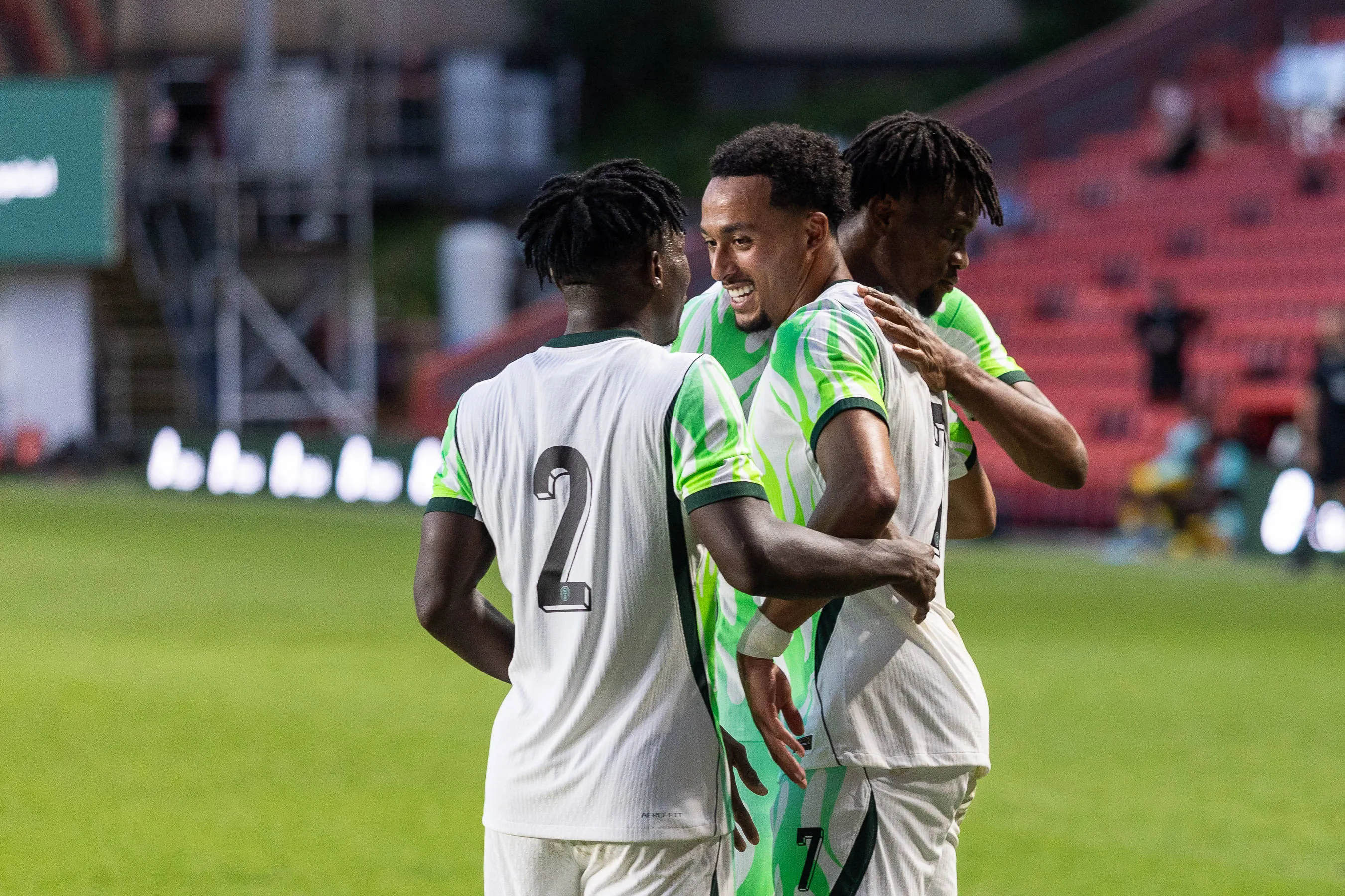 Femi Azeez 7 celebrates after scoring a goal during the Unity Cup London 2026 match between Nigeria and Zimbabwe at The Valley, London, UK on 26 May 2026. 