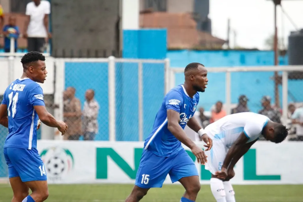 Chijioke Mbaoma celebrates his goal against Rivers United