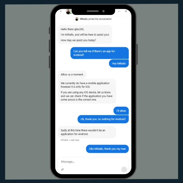 Stake Customer support about the app