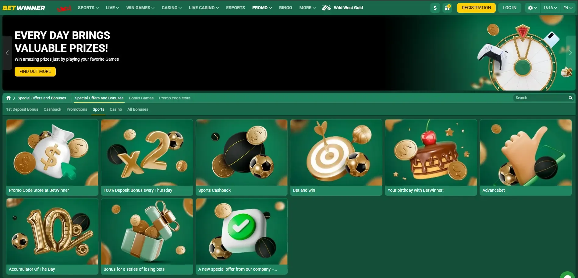 BetWinner Sports Promotions Page