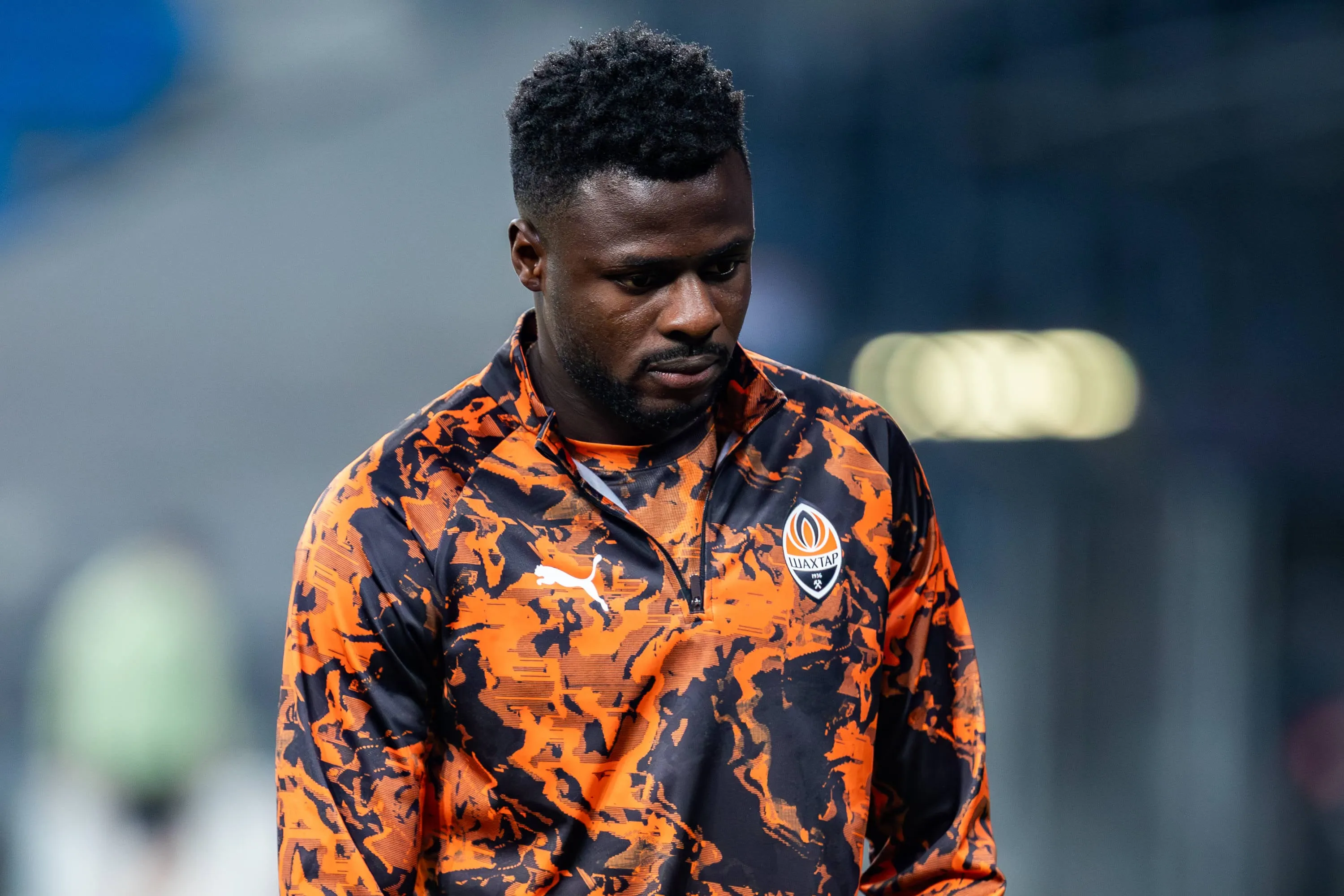 Prosper Obah of Shakhtar seen during the UEFA Conference League round of 16 match vs Lech Poznan