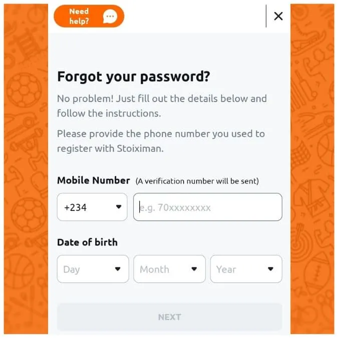 Betano registration password recovery 