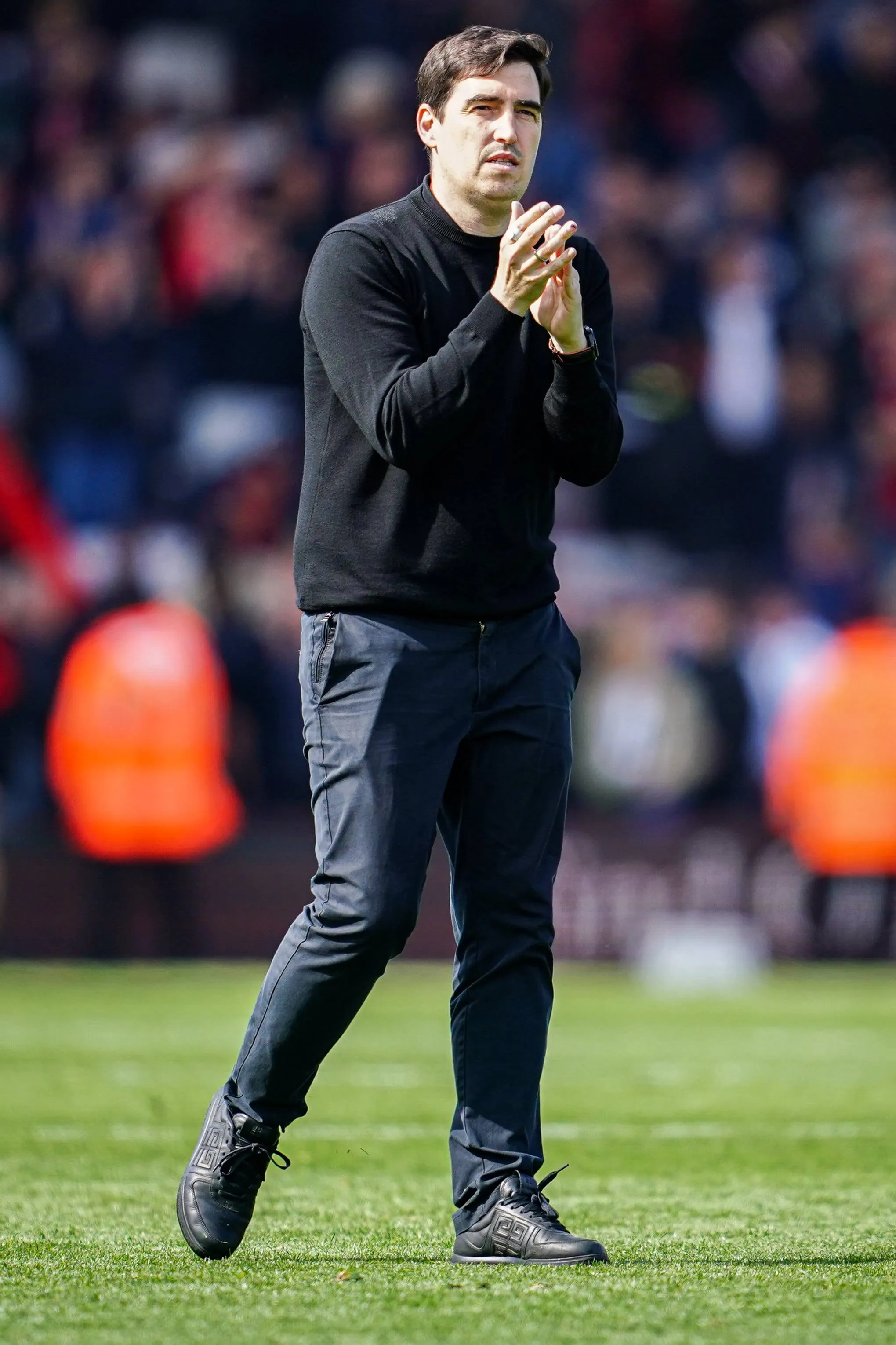 Bournemouth Manager Andoni Iraola applauds the fans after the match