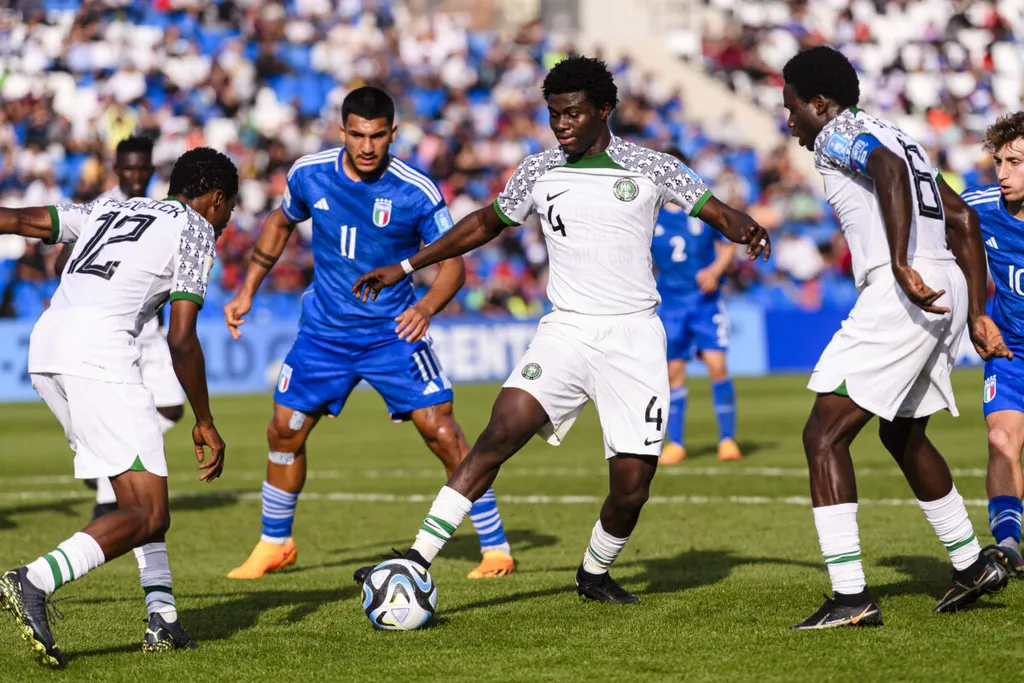 Mendoza, Argentina &ndash; May 24: Daniel Daga of Nigeria controls the ball during the FIFA U-20 World Cup Argentina 2023 Grou