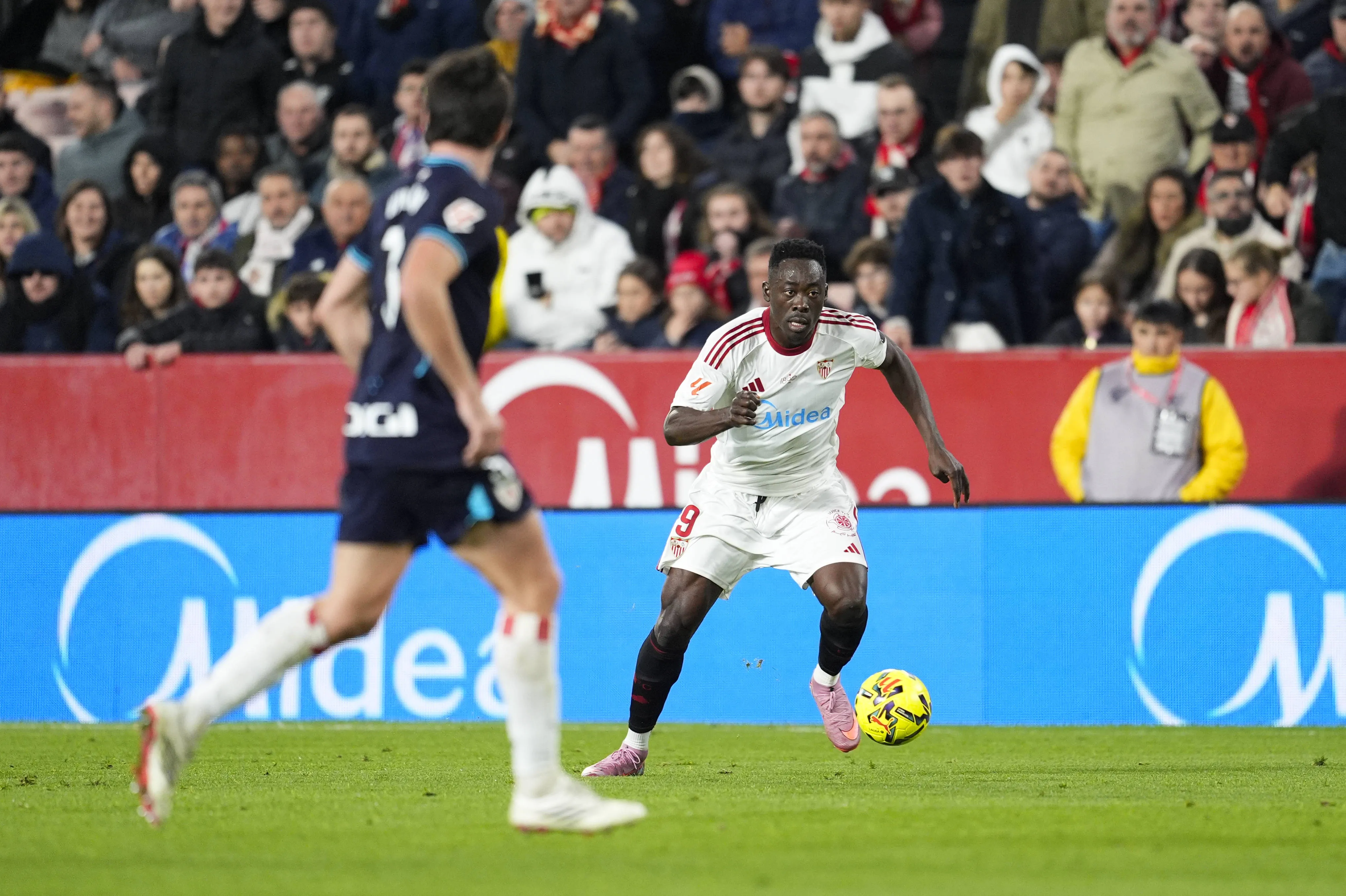 Akor Adams in action for Sevilla