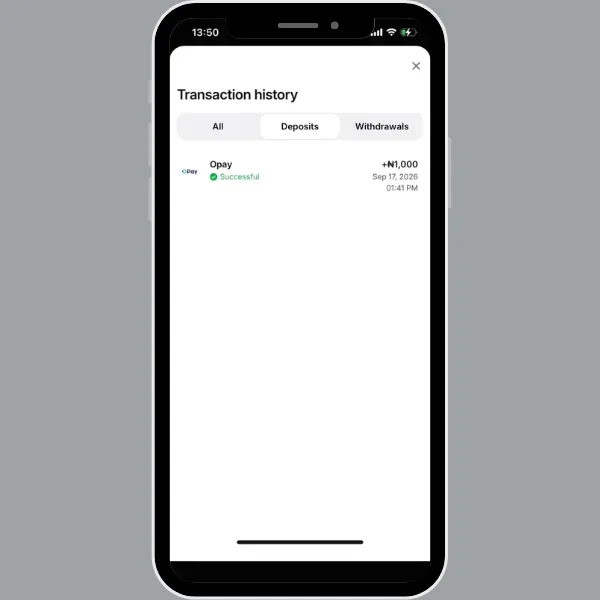1Win transaction history showing our deposit to activate the 1Win bonus code 