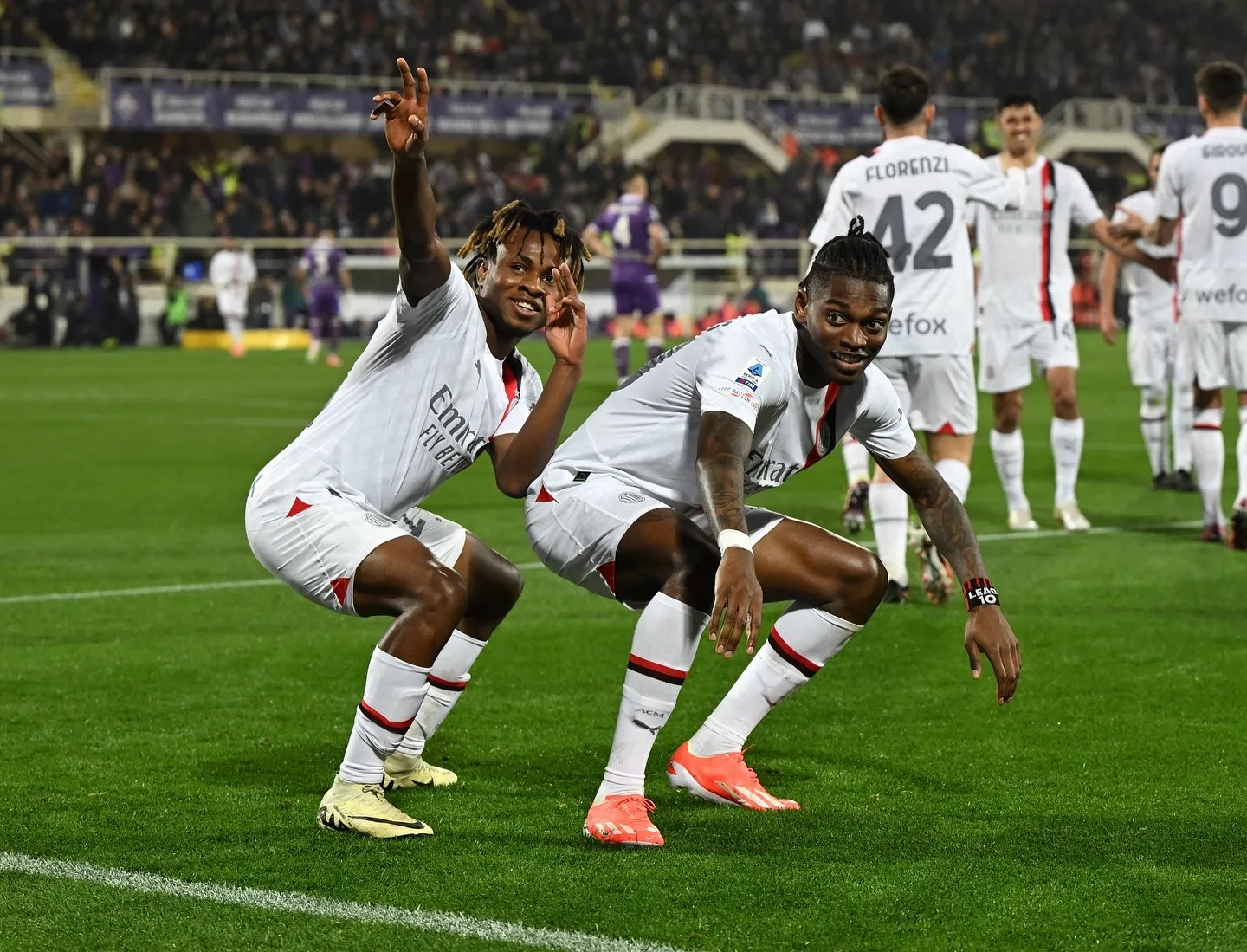AC Milan stars Samuel Chukwueze and Rafael Leao 