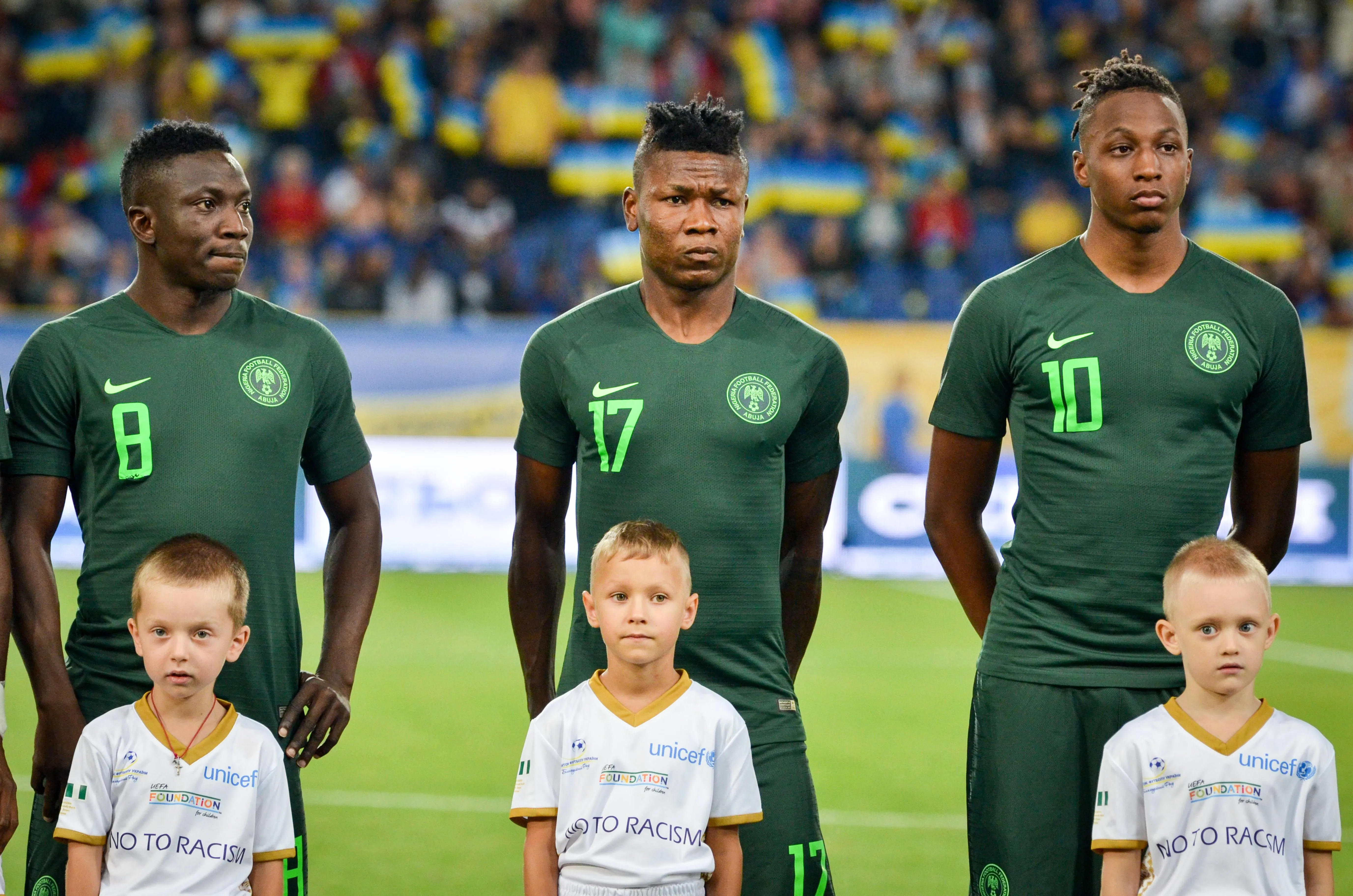  Peter Etebo, Joe Aribi and Samuel Kalu in Super Eagles.
