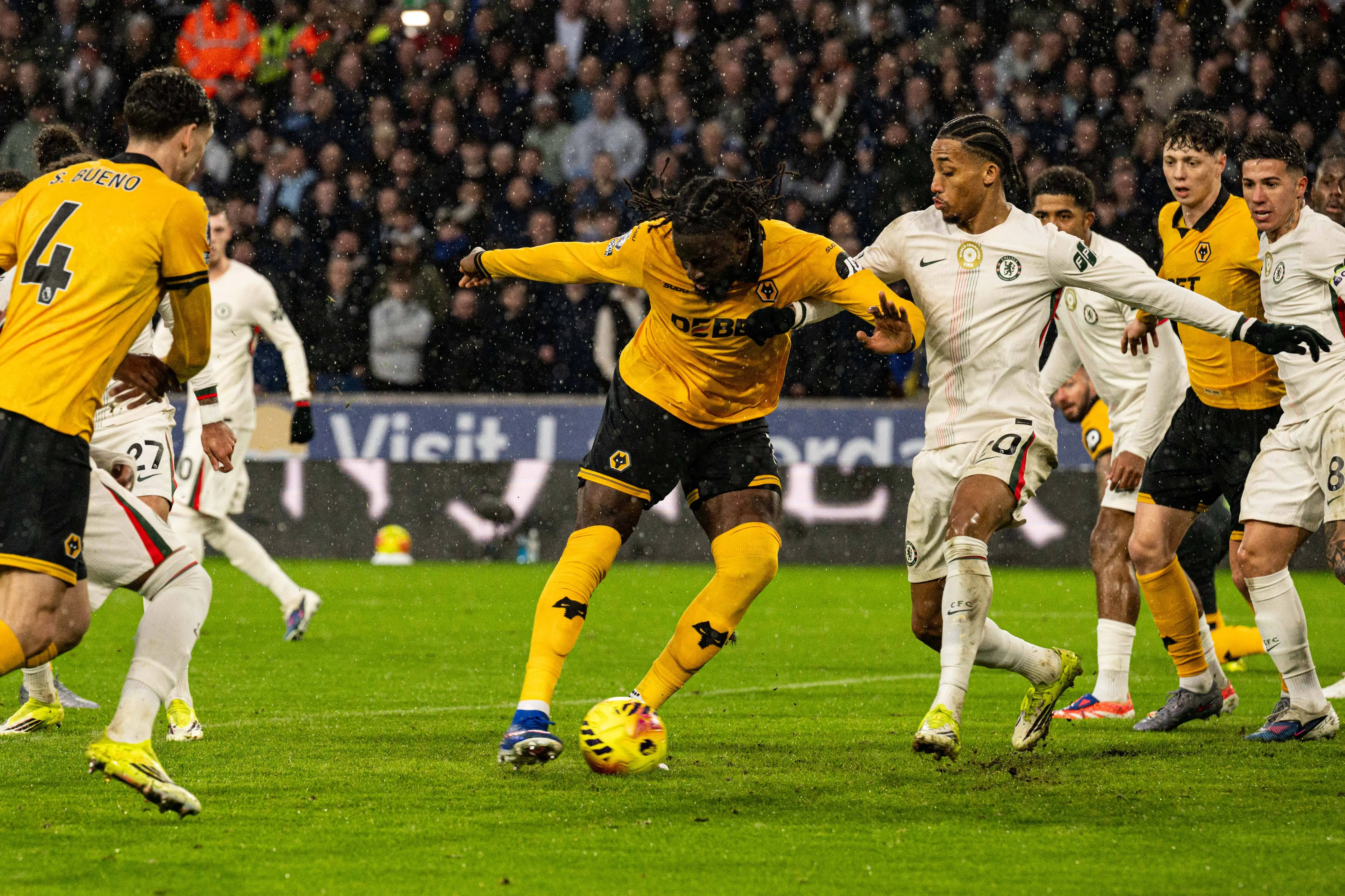 Wolves forward Tolu Arokodare scores from close range in the 55th minute to make the score