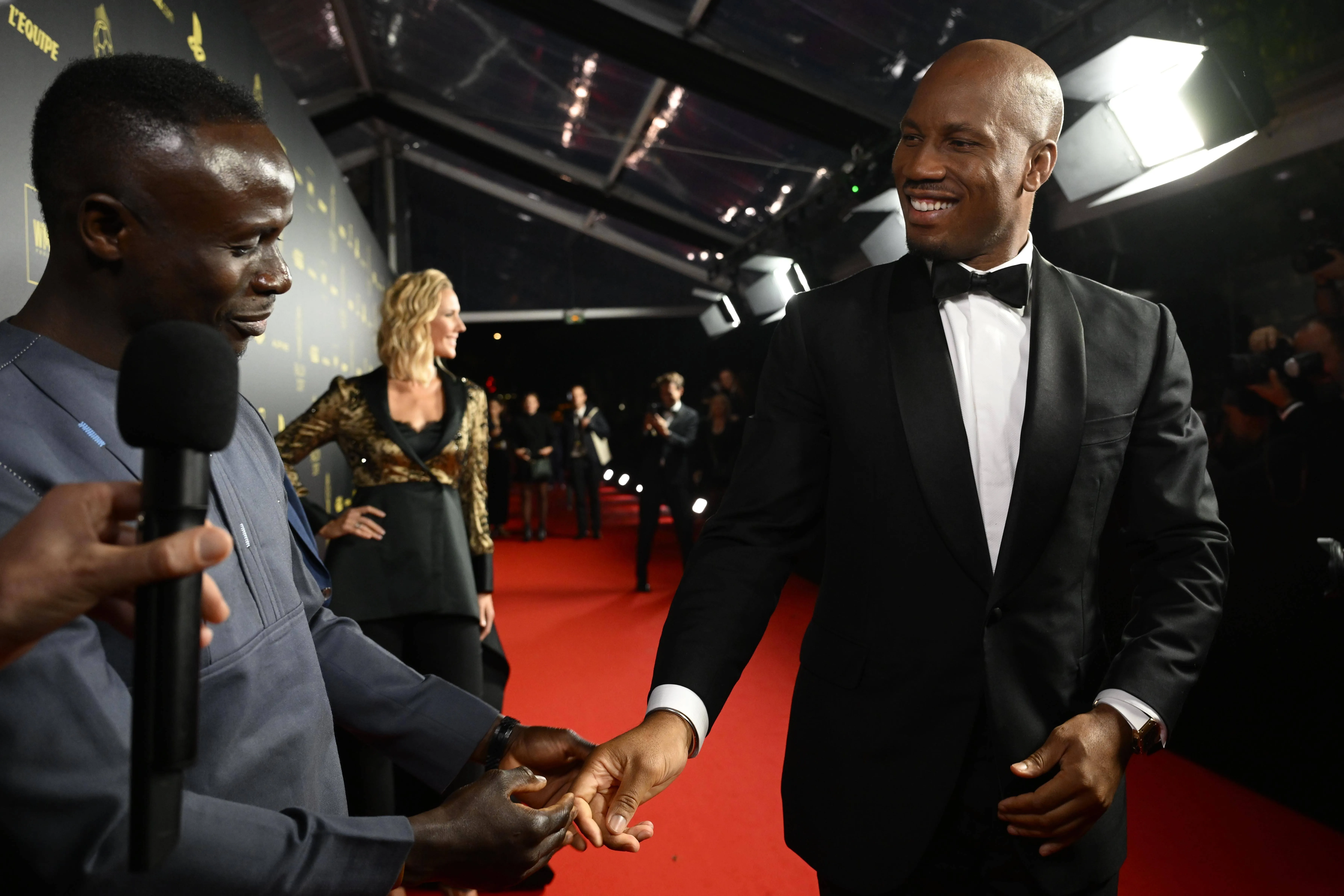 Didier Drogba and Sadio Mane at the 2022 Ballon d'Or awards