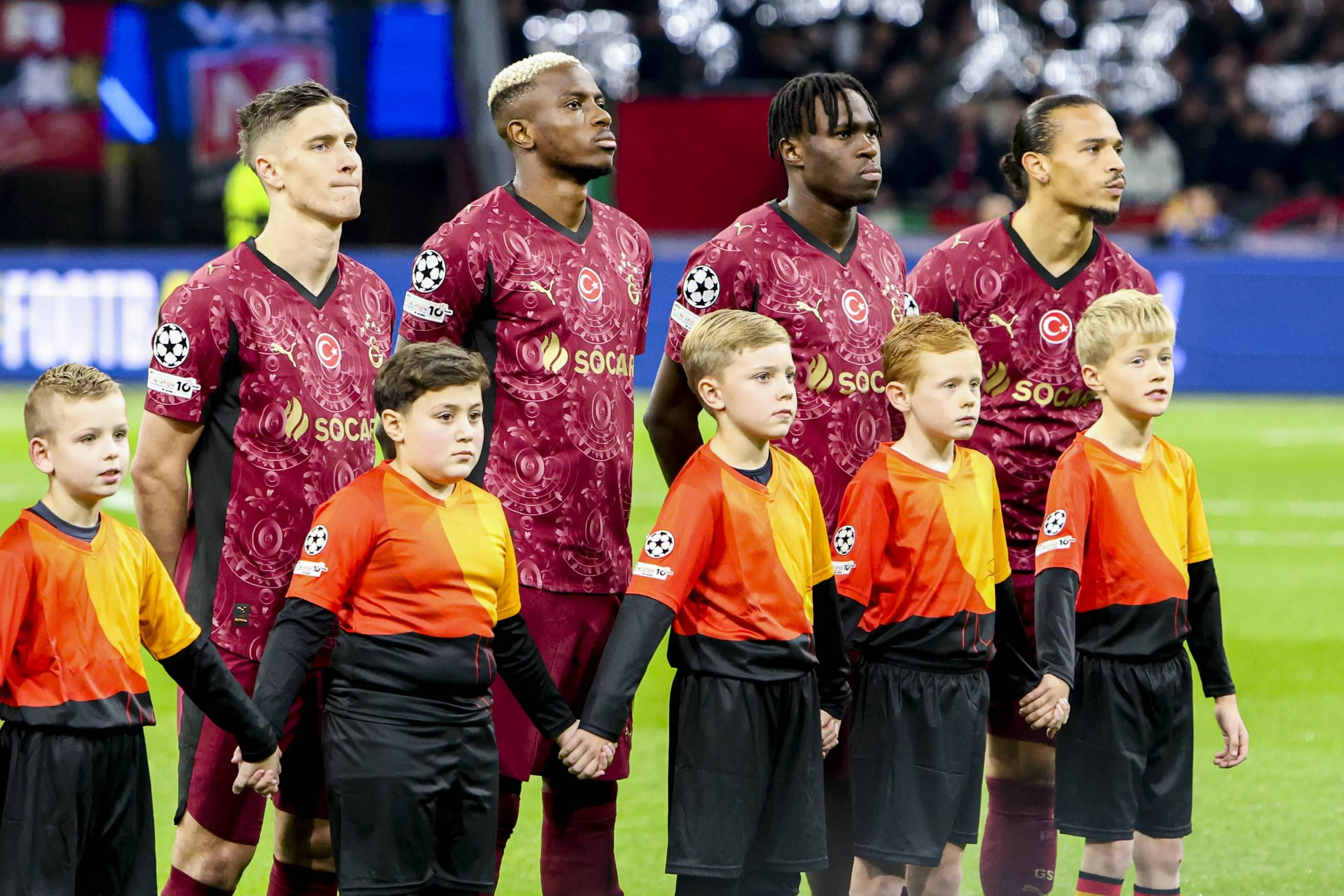 Victor Osimhen of Galatasaray looks with teammate