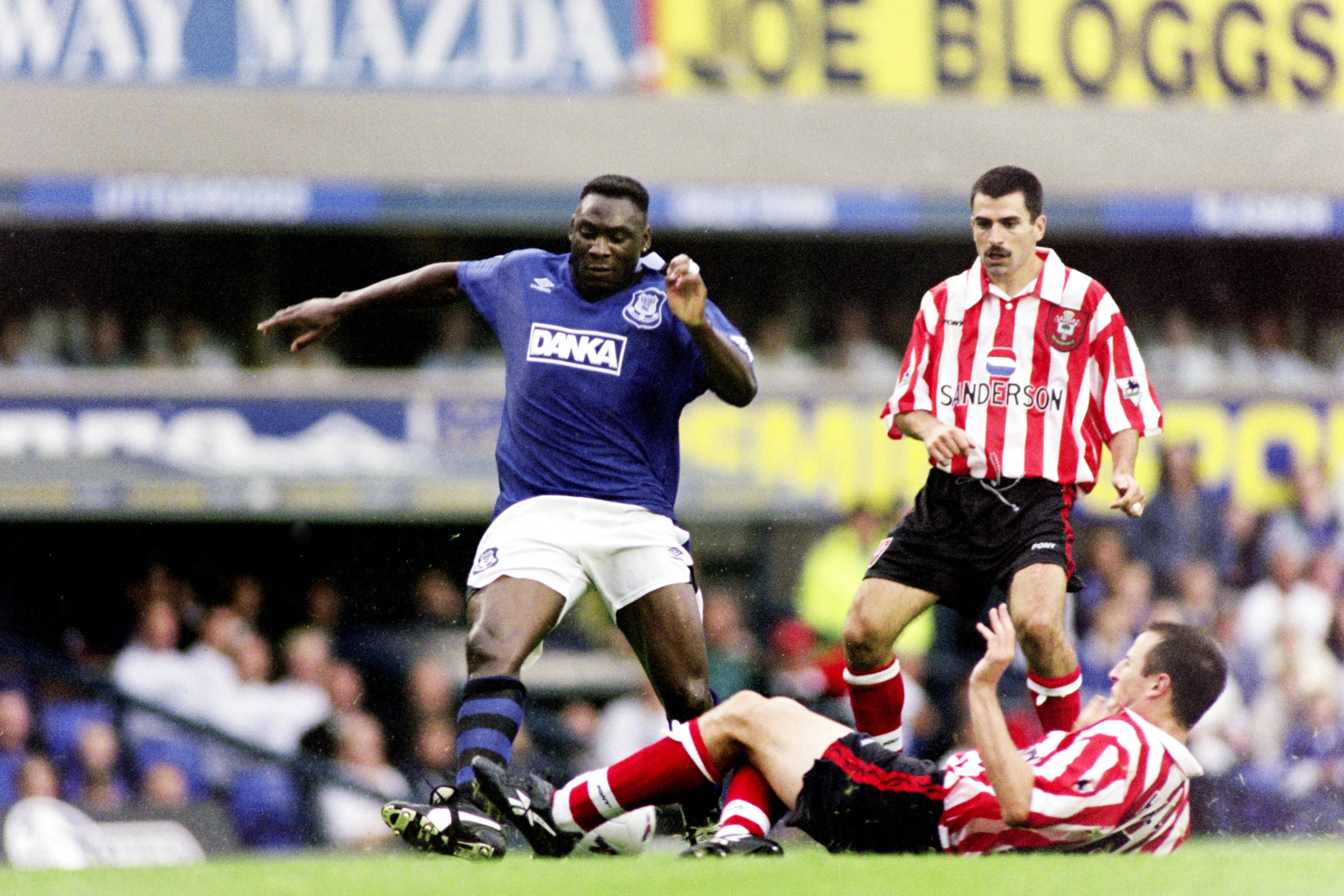 Ex-Super Eagles attacker Daniel Amokachi in action for Everton
