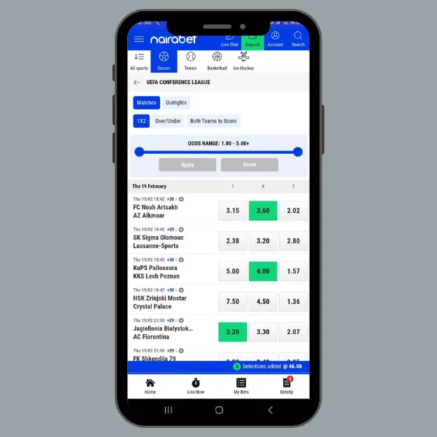 Nairabet app bet placing