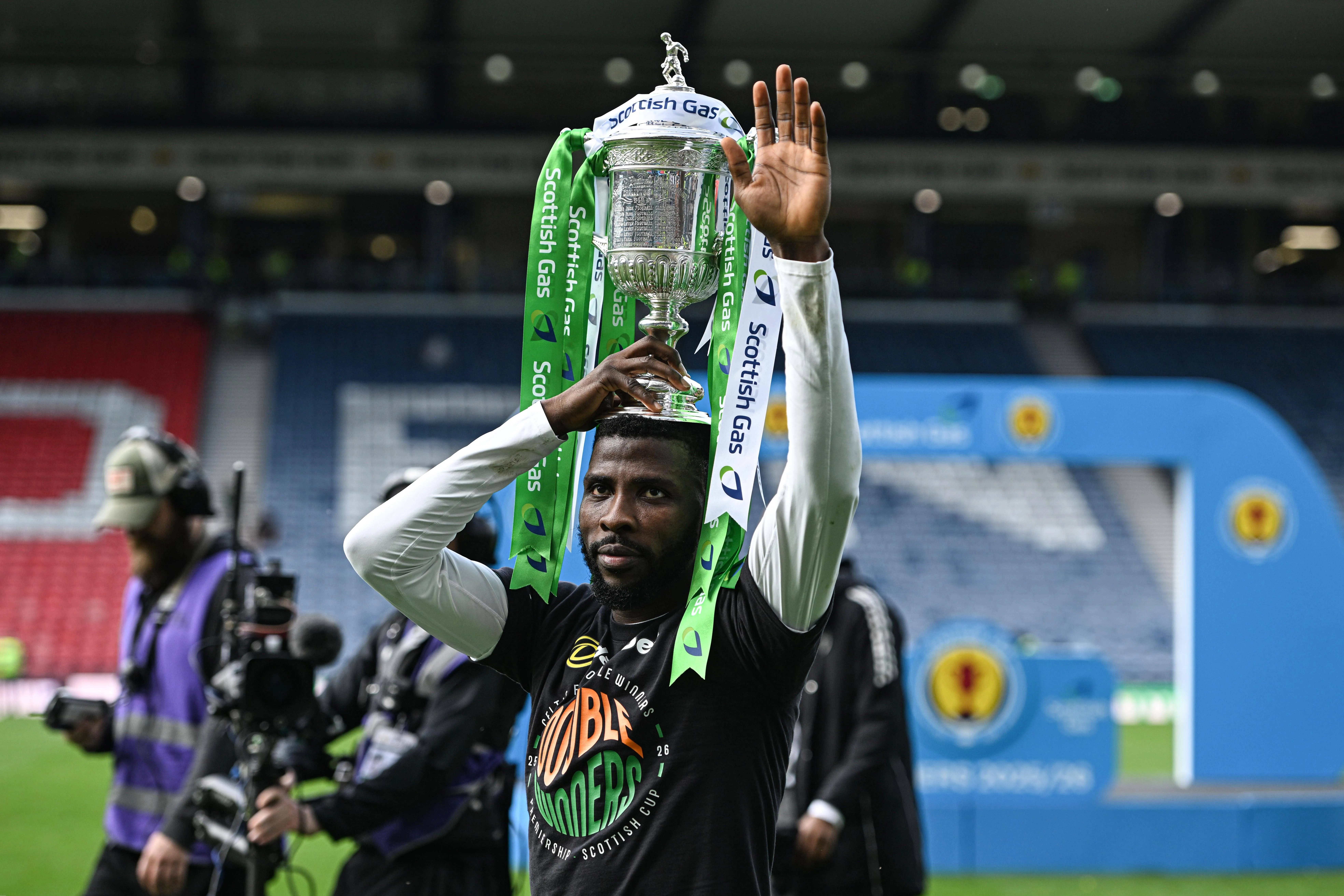 Kelechi Iheanacho with the Scottish Cup trophy