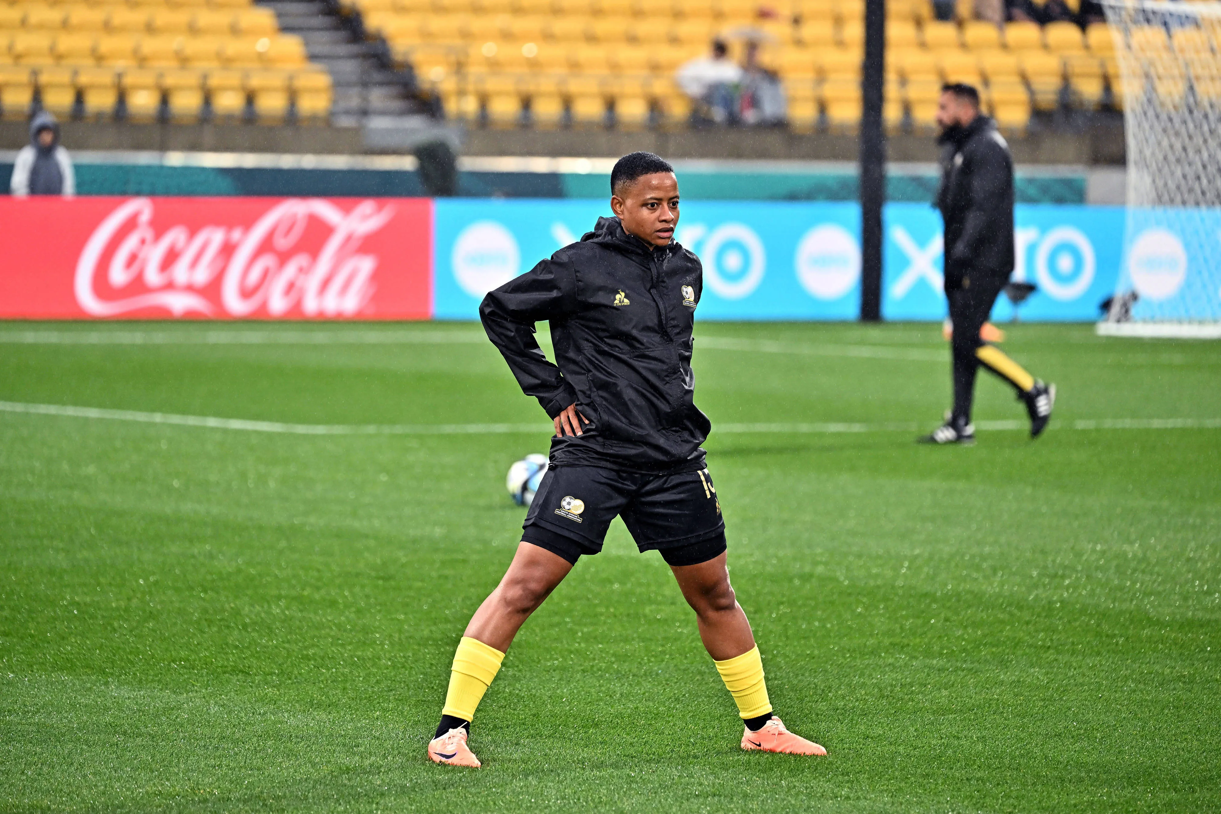 Refiloe Jane of South Africa warms up before the FIFA Women World Cup Group G - Sweden versus South Africa at Wellington Regional Stadium, Wellington.