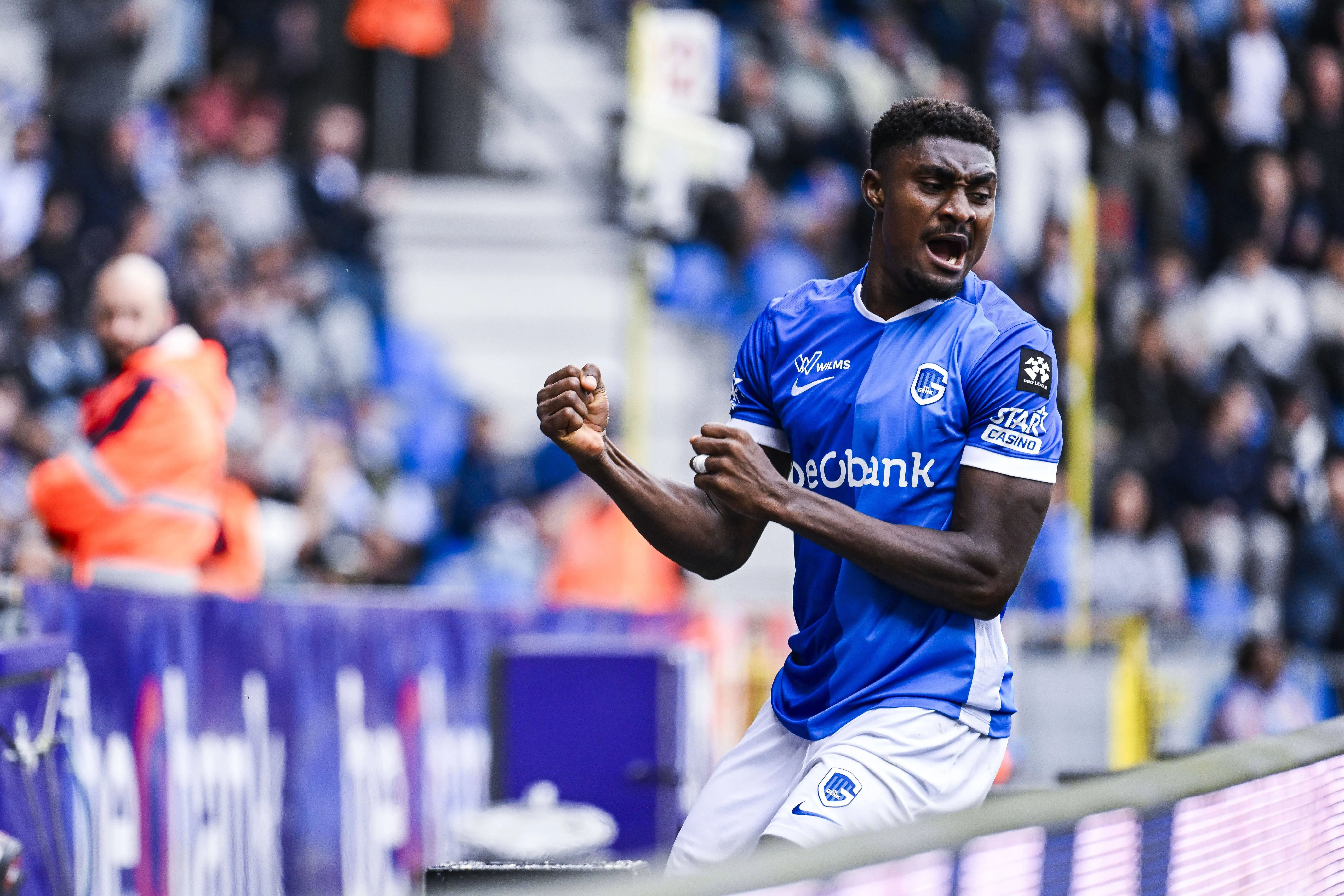 Genk's Rafiu Durosinmi celebrates after scoring