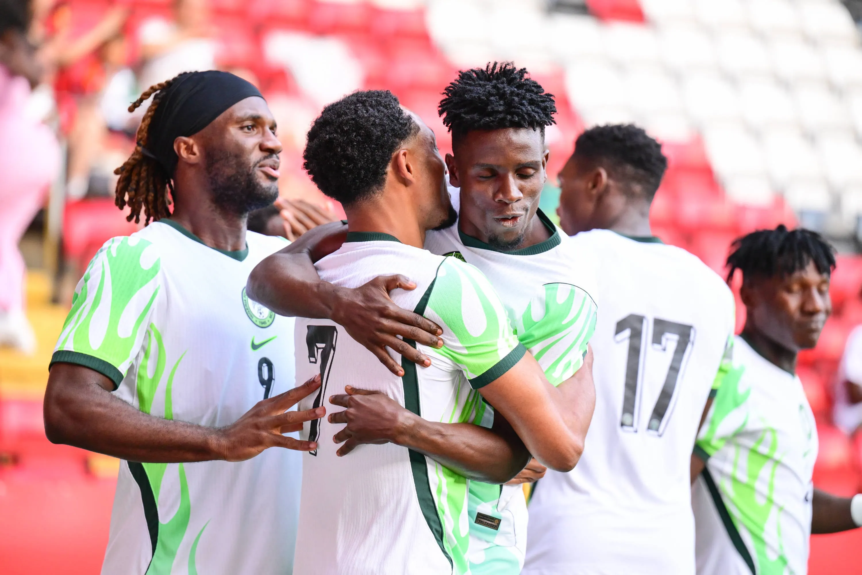 Nigeria celebrates scoring the opening goal in the first few minutes during the Unity Cup Final 2026 match between Jamaica and Nigeria at The Valley, London, England on 30 May 2026