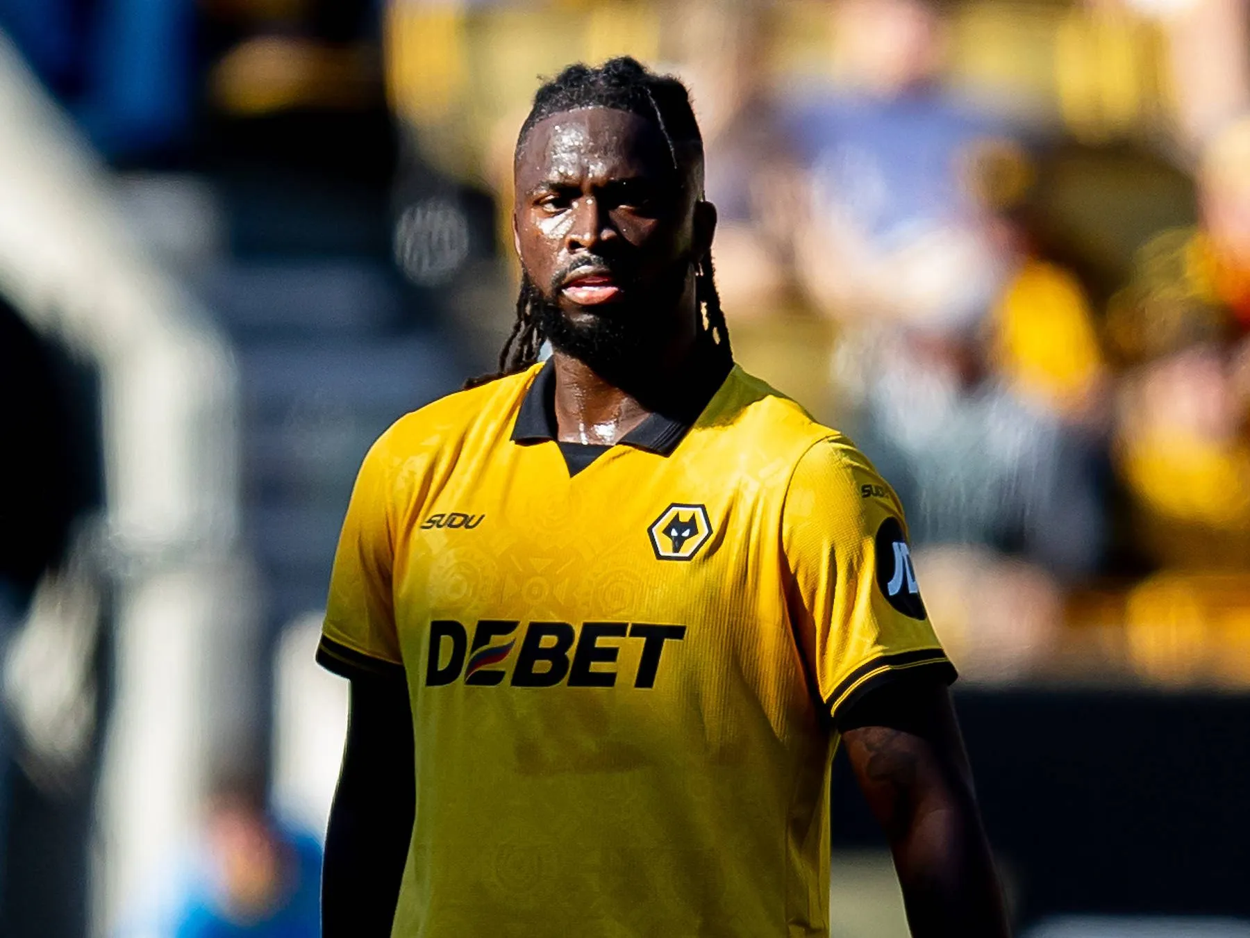 Wolverhampton Wanderers forward Tolu Arokodare 14 during the Premier League match between Wolverhampton Wanderers and Tottenham Hotspur at Molineux, Wolverhampton, UK on 25 April 2026.