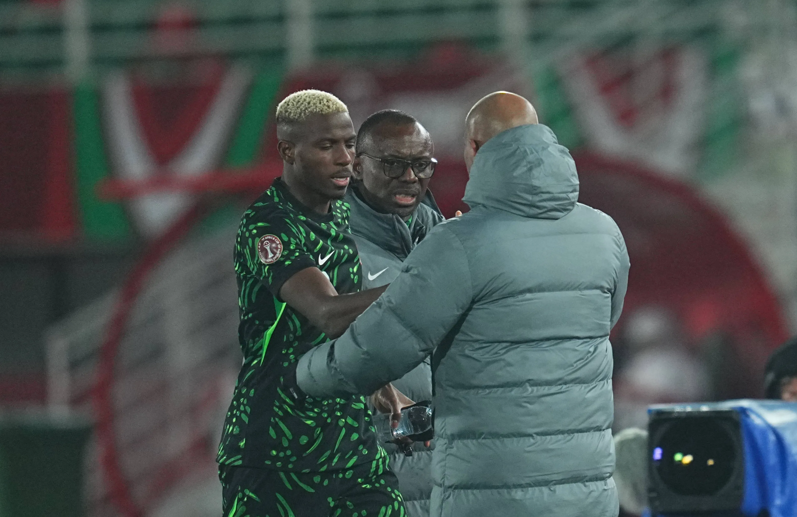 Super Eagles striker Victor Osimhen and head coach Eric Chelle 