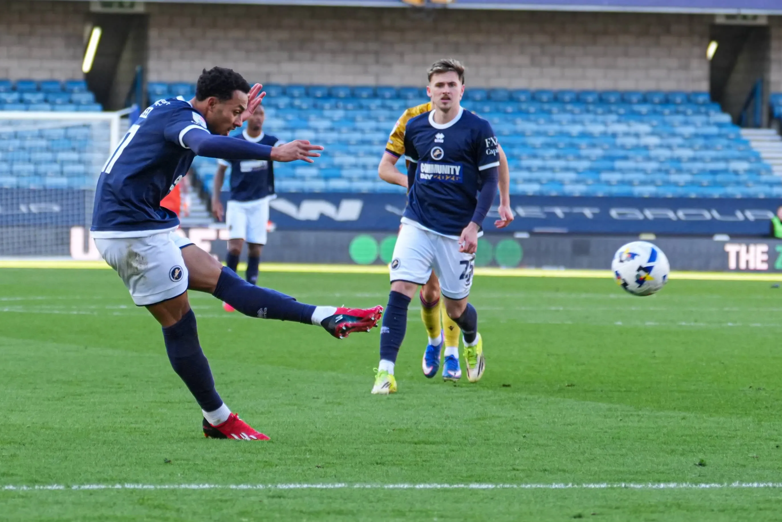 Femi Azeez of Millwall shoots at goal