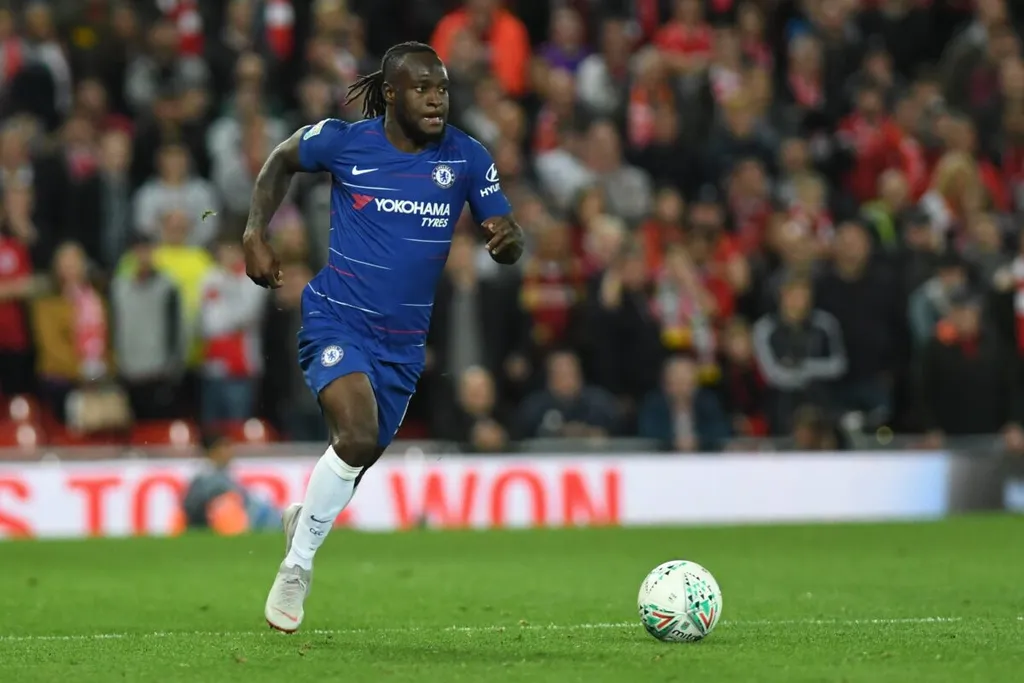 Victor Moses during the Carabao Cup match between Liverpool and Chelsea 