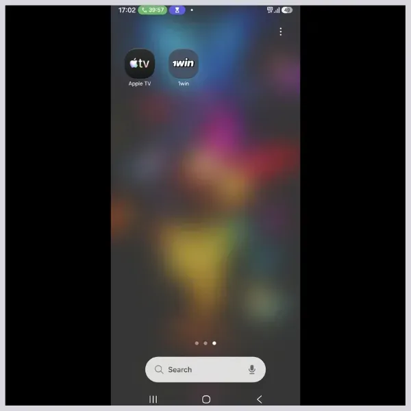 Samsung A56 showing 1Win APK installed