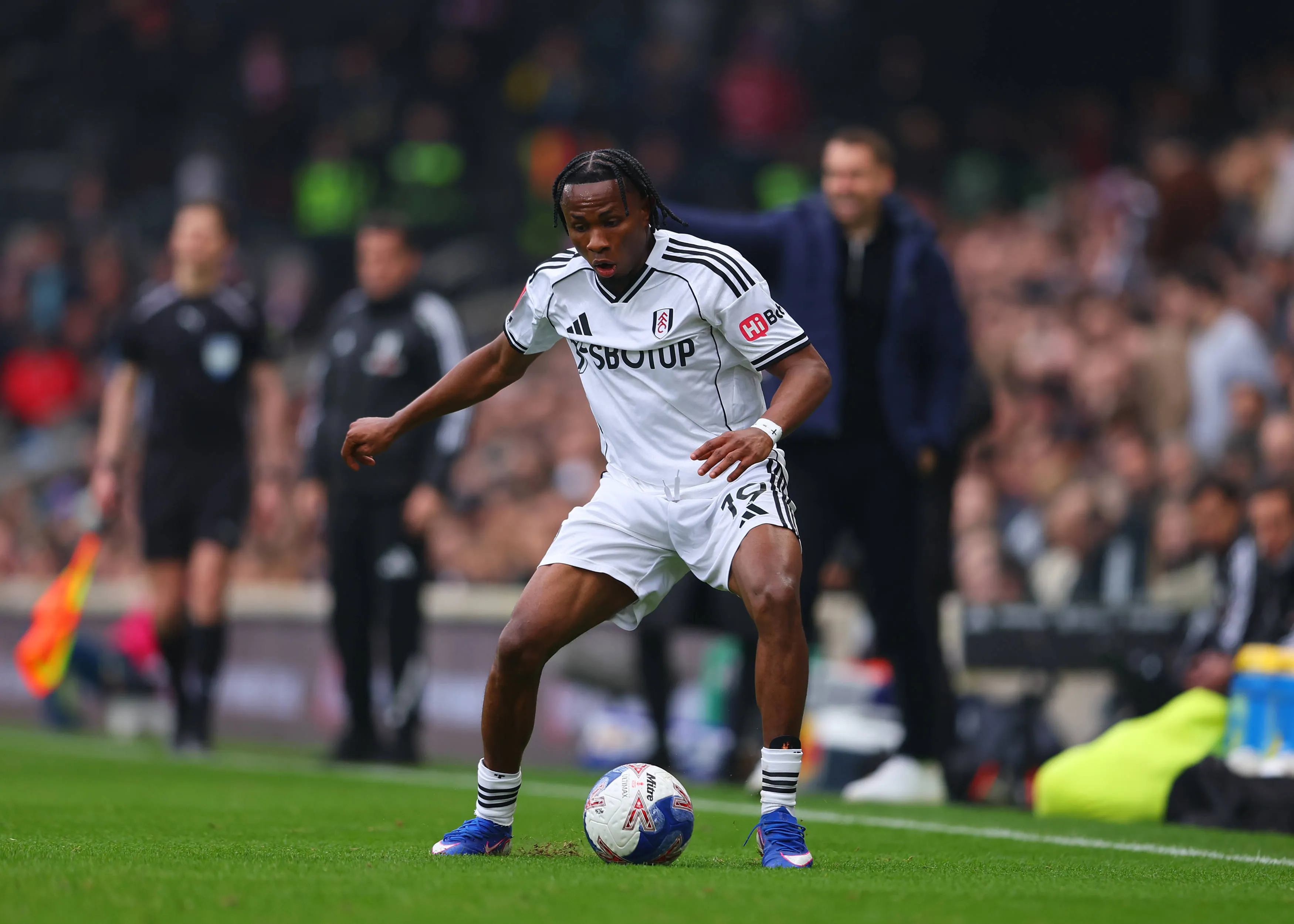Samuel Chukwueze of Fulham on the ball. 