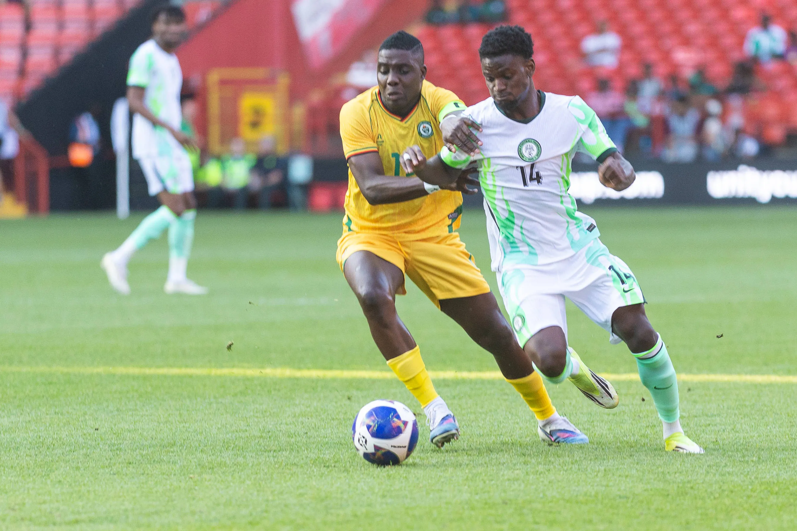 Marvelous Nakamba and Nigeria midfielder Samson Tijani during the Unity Cup London 2026 match