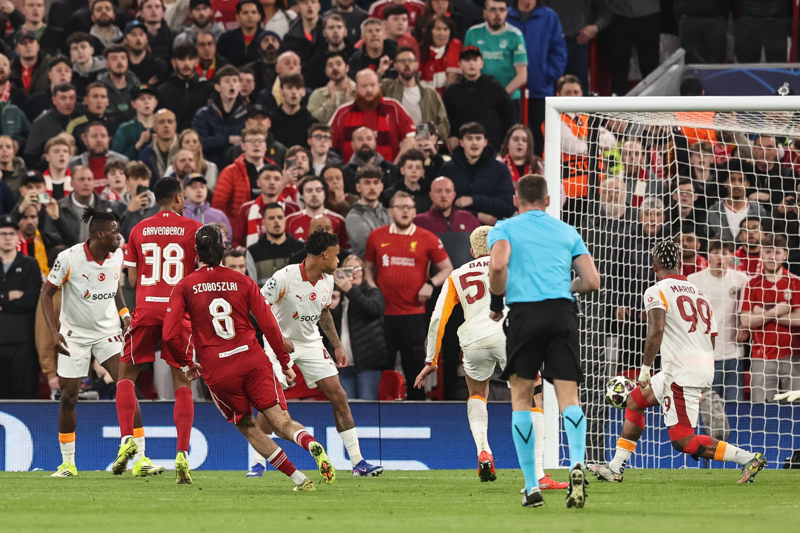 Dominik Szoboszlai of Liverpool scores