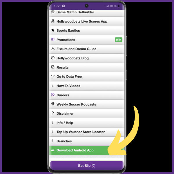 hollywoodbets app download step 1