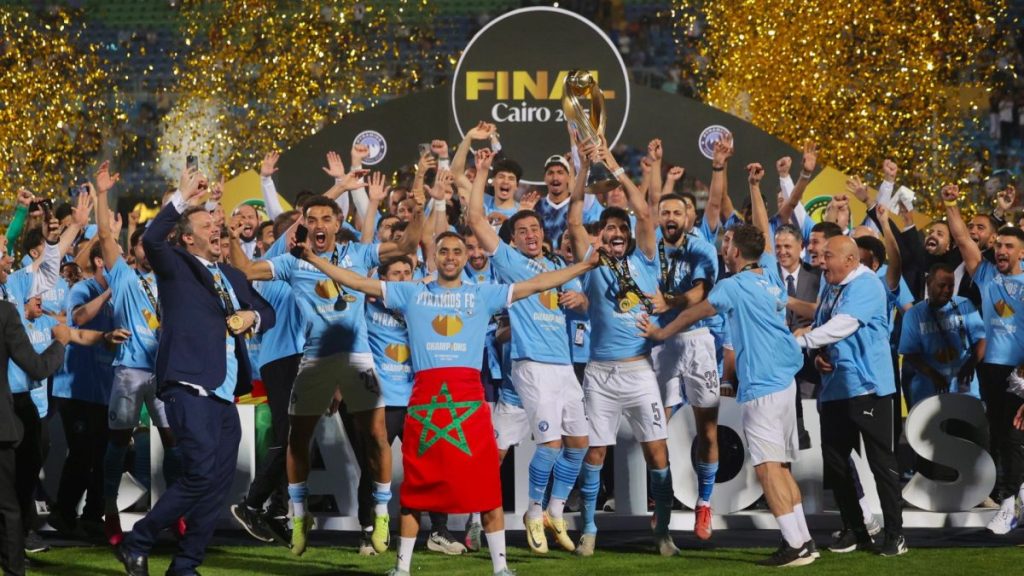 Pyramids players celebrate CAF Champions League glory. Photo Pyramids
