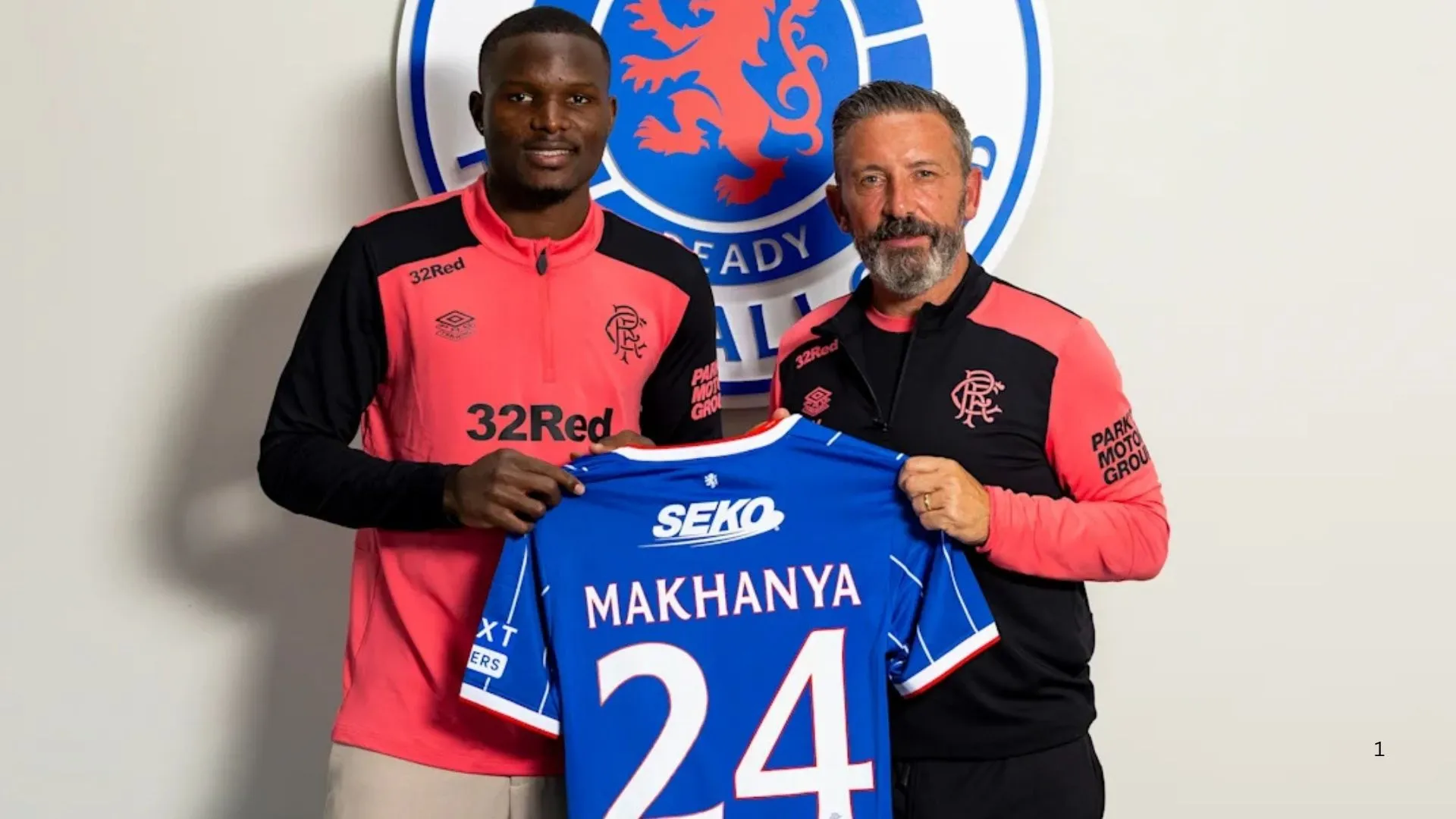 Bafana defender Olwethu Makhanya with his new Rangers coach Derek McInnes.