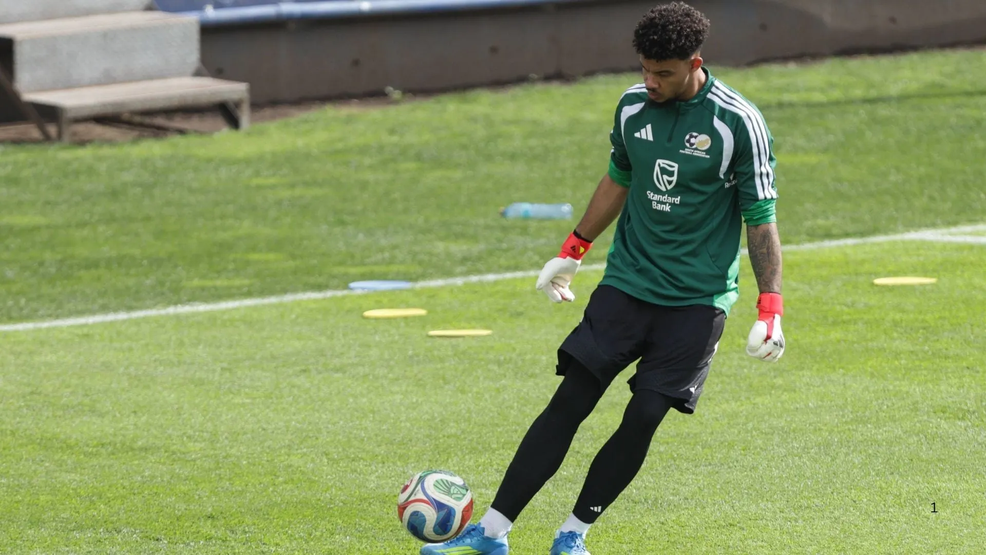 Goalkeeper Ronwen Williams training in Pachuca, Mexico. 