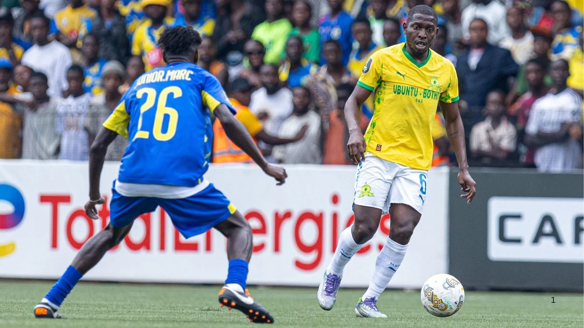 Aubrey Modiba in action for Mamelodi Sundowns against St Eloi Lupopo.