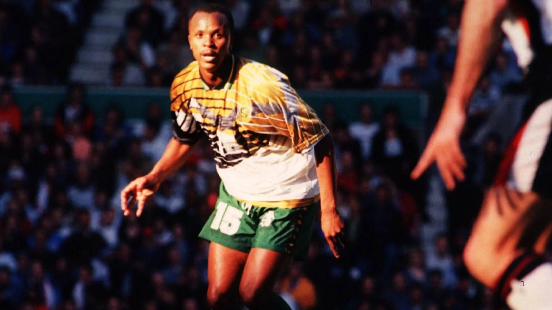 Doctor Khumalo playing for Bafana Bafana.