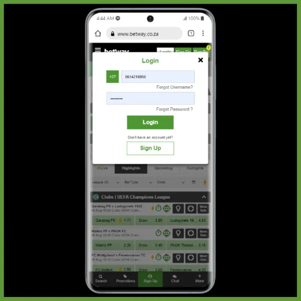 Betway login