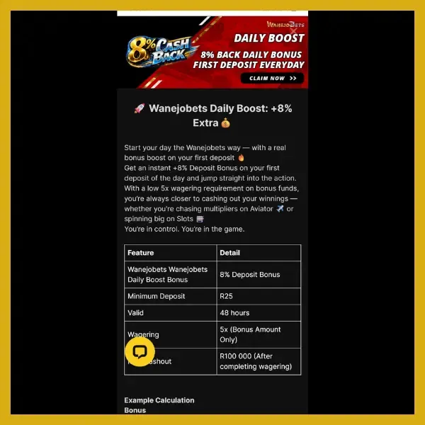 Wanejobets Aviator daily boost bonus